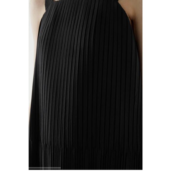 COS Women’s Maxi Dress Size 6 Black Pleated Minimalist Modern Cotton Blend Long - Picture 3 of 15